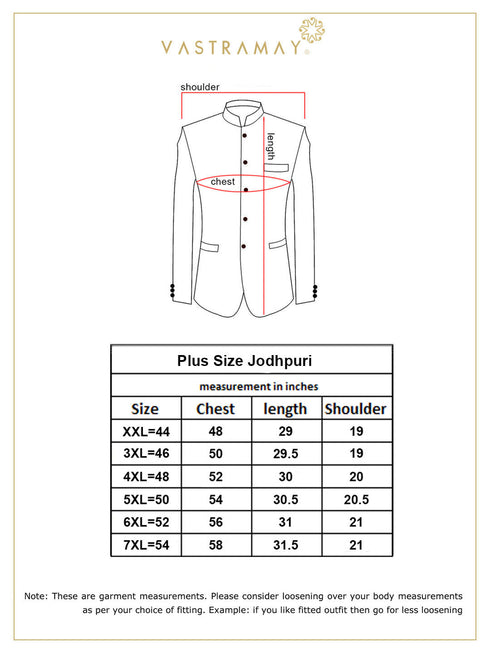 Plus Size Men's Peach Silk Blend Jodhpuri